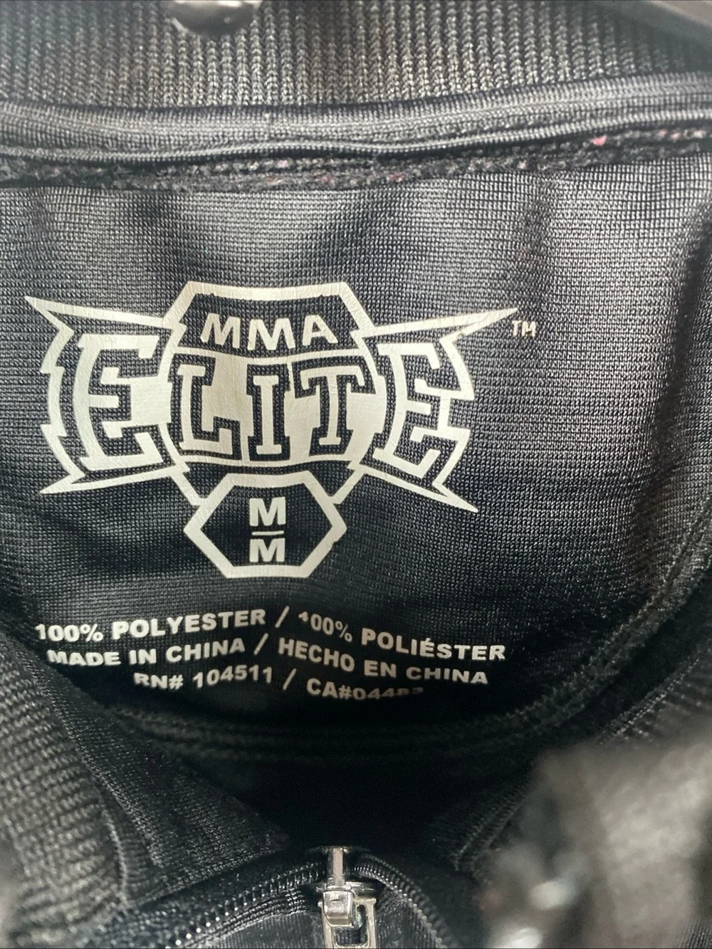 MMA Elite Jacket Black Full Zip Track Top Logo Tape Sleeves Athletic Outerwear M